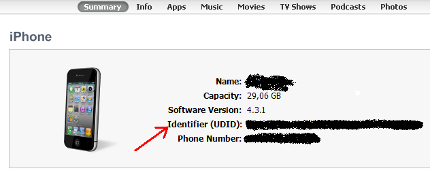 zjištění UDID telefonu