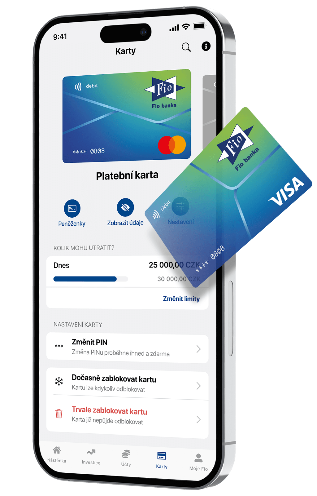 Detail karty ve Smartbankingu