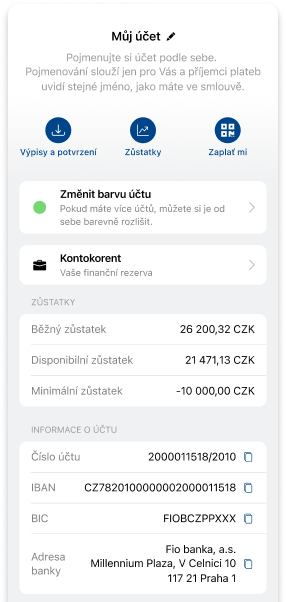 Informace o účtu