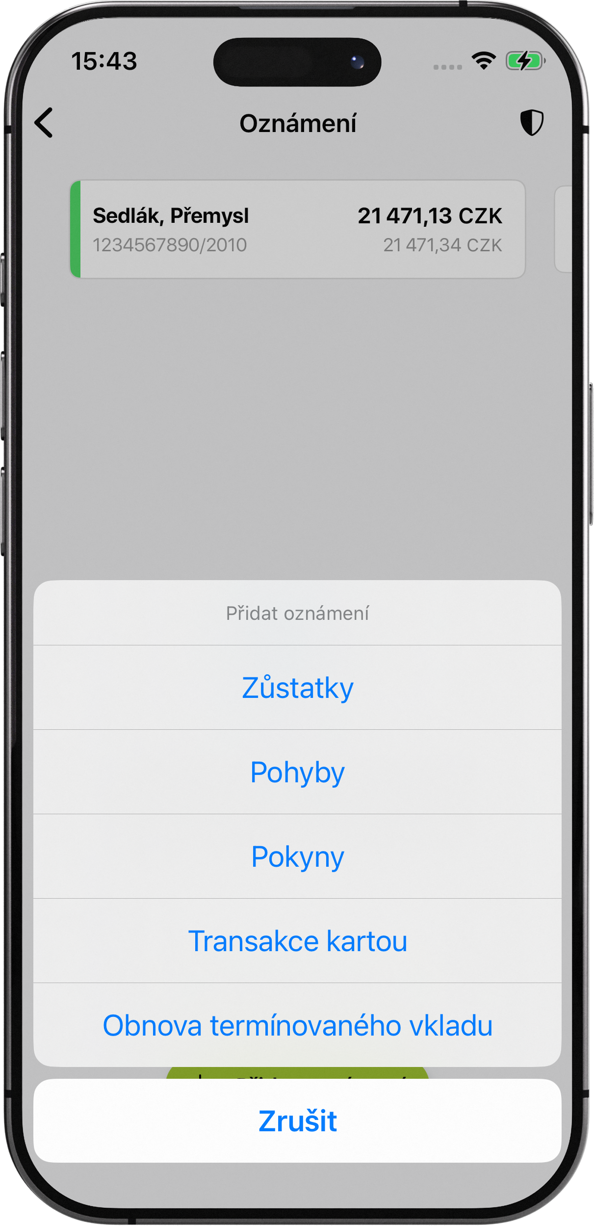Uživatelská upozornění ve Smartbankingu