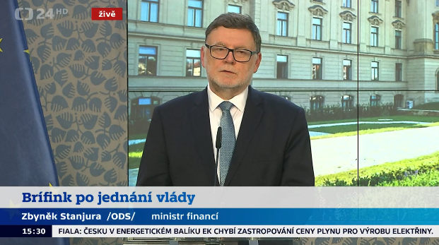 Ministr Stanjura na konferenci, zdroj: Česká televize